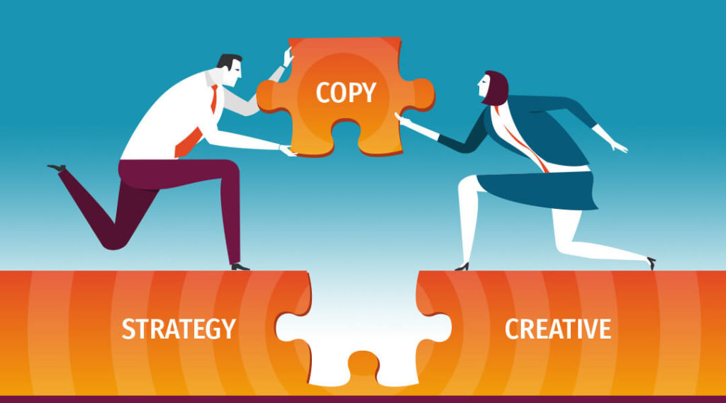 The final puzzle piece. Business concept illustration. From strategy to creative.
