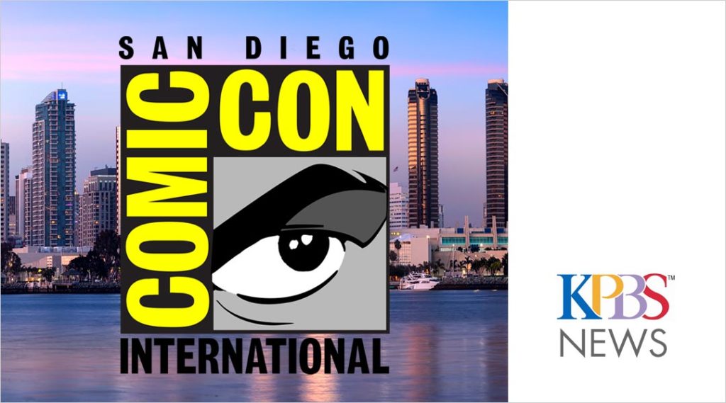 San Diego skyline with comic con logo image overlayed
