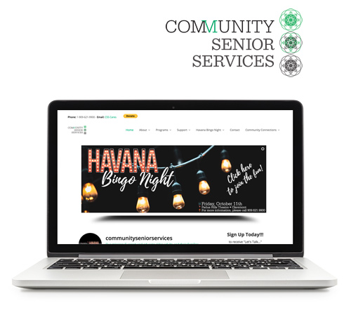 community senior services website screenshot on laptop